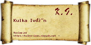 Kulka Iván névjegykártya