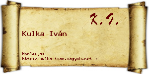 Kulka Iván névjegykártya